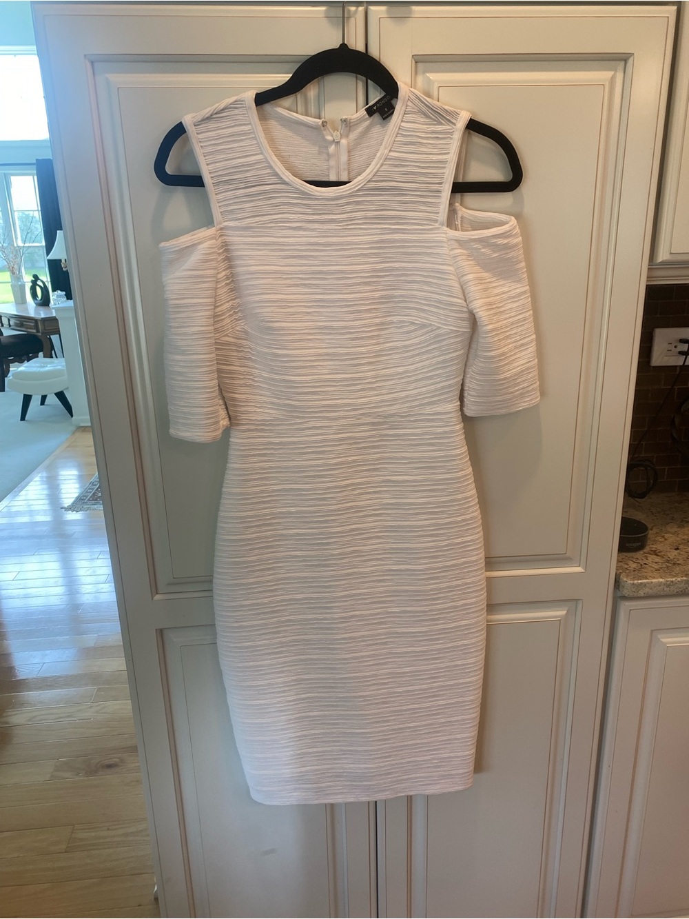 I Heart Ronson White Cold-Shoulder Textured Mini Dress